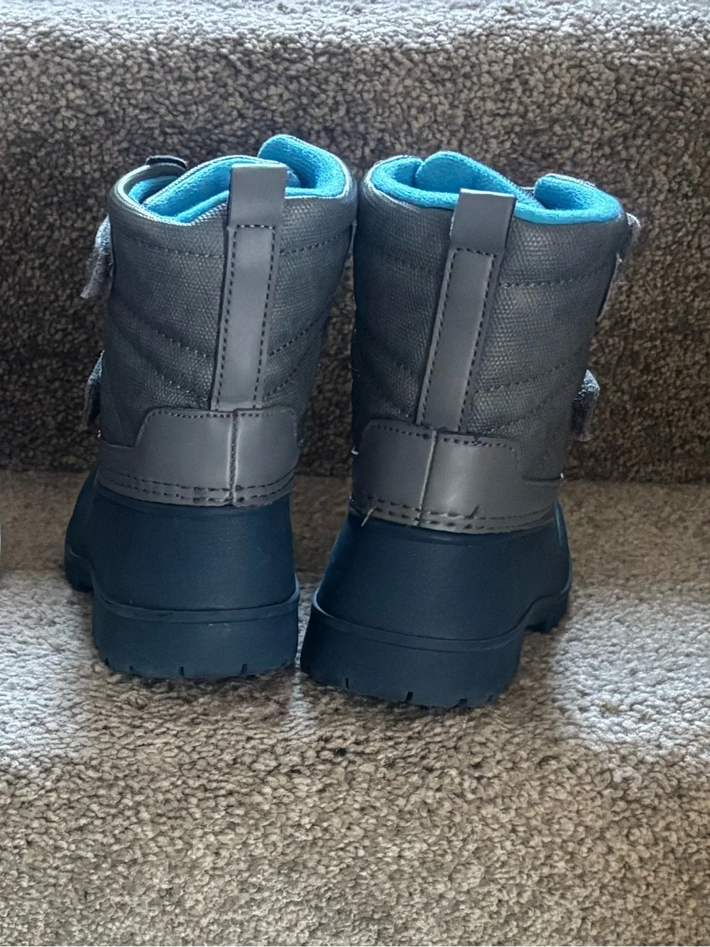 Carter’s Gray & Blue Kids' Snow Boots with Hook-and-Loop Straps